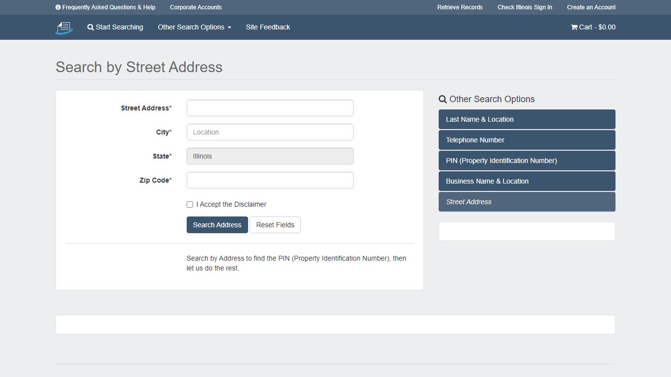 Check Illinois - Search by Street Address - Public Record